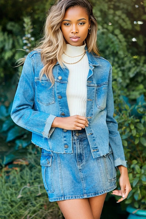 Cool & Edgy Button-Up Denim Jacket! 🌟