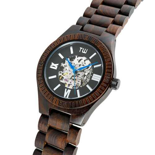 Luxury Black Sandalwood Automatic Timepiece