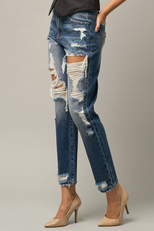 Destroyed High Waist Straight Jeans for Power babes!
