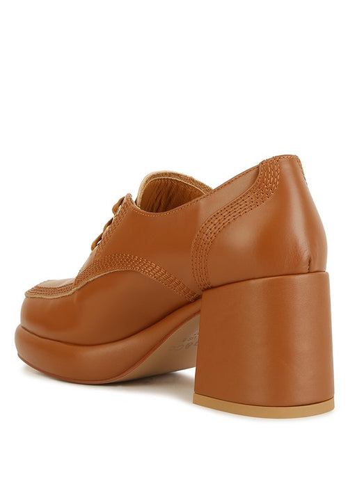 Zaila Leather Block Heel Oxfords: Pure Opulence