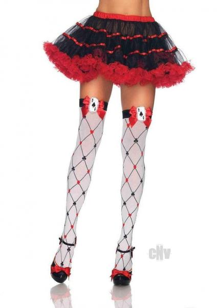 Woven Diamond Card Suit Thigh Highs: Enchanting Whimsy