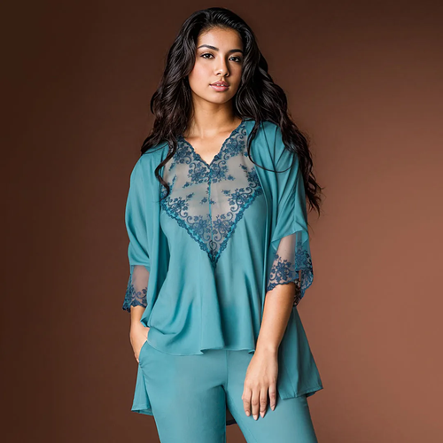 Dreamy Lace Turquoise Night Top by VOVA