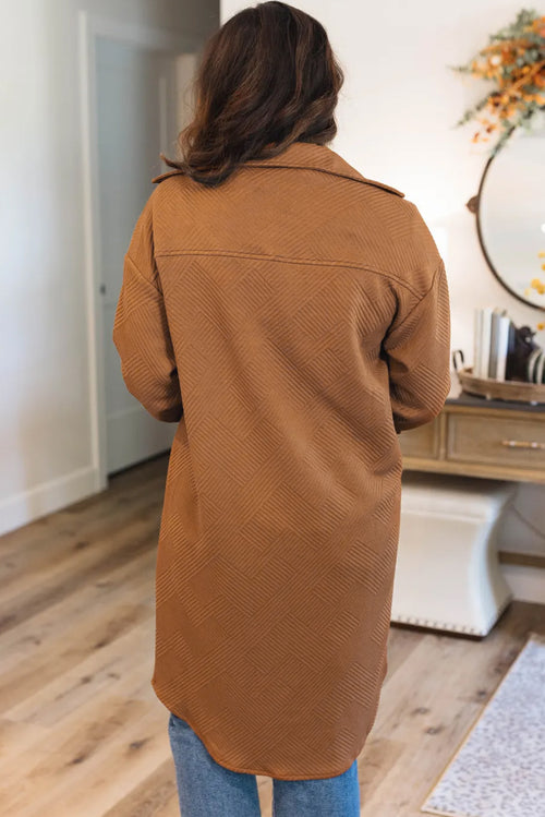 Get Cosy in Our Chestnut Textured Shacket!