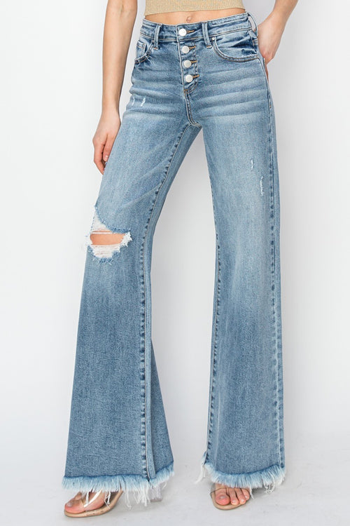RISEN Wide Leg Button Fly Jeans: Effortless Elegance