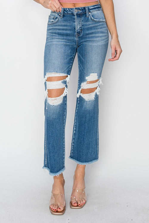 RISEN Distressed Cropped Flare Jeans: Your New Fave!