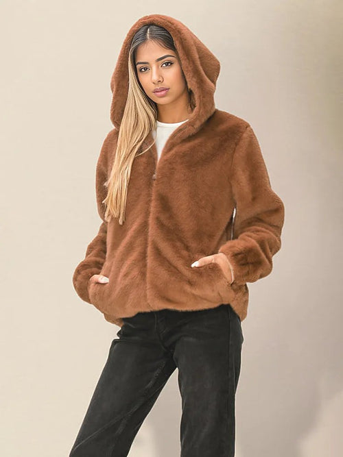 Stay cosy & stylish with Plush Hooded Jacket