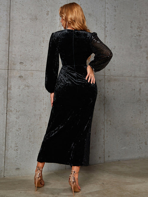 Luxury Sequin Velvet Evening Dress