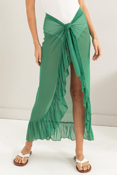 Dreamy Ruffle Trim Beach Cover Up Skirt