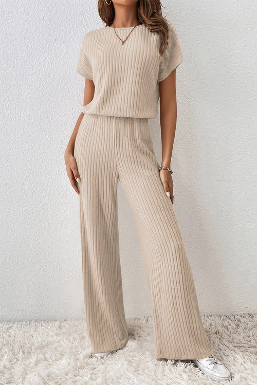 Ribbed Jumpsuit: Effortless Style in Parchment