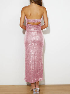 Elegant Sequin Tube Dress with Cutout Detail