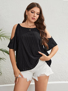 Moonlit Enchantment Cold-Shoulder Blouse: Whisper Love.