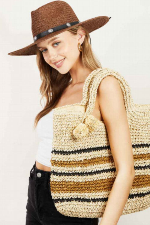 The Fame Striped Straw Tote of Summer