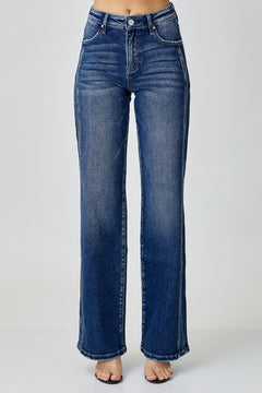 Effortless Style: RISEN Straight Leg Mid Rise Jeans