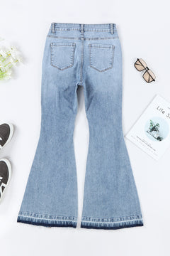 Sky Blue Distressed Flare Jeans: Flaunt Your Style!