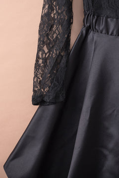 Black Lace & Satin High-Low Prom Dress