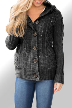 Charming Cable Knit Hooded Cardigan for Cozy Days