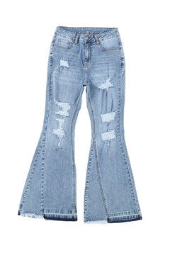 Sky Blue Distressed Flare Jeans: Flaunt Your Style!