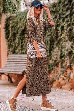 Leopard Grandeur Long Sleeve Dress