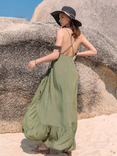 Elegant Maxi Dress with Crisscross Back Detail