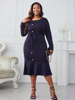 Enchanted Goddess Buttoned Midi Dress - Sizes 1XL-4XL