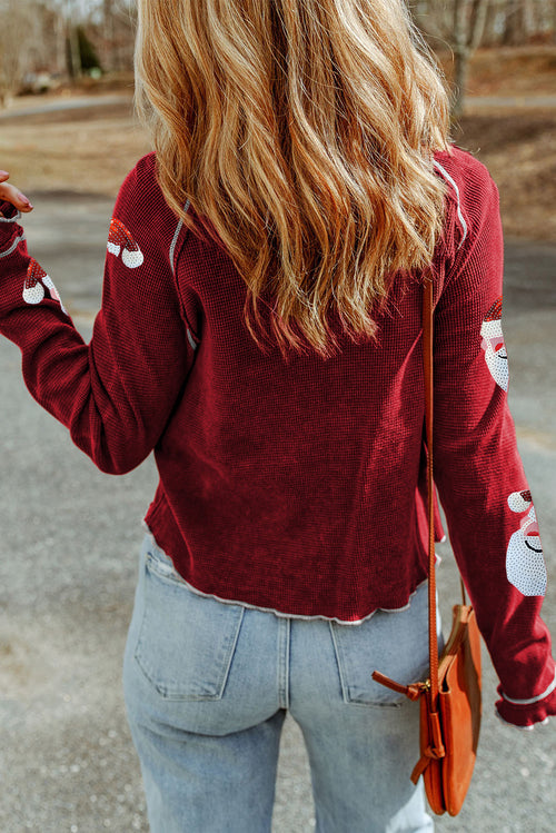 Sparkly Santa Sequin Long Sleeve Top