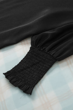 Flowy Black Satin Blouse: Dolman Sleeves Elegance