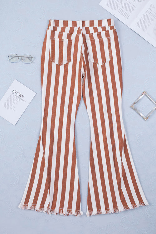 Fringed Striped Bell Bottoms: Style & Comfort! 🌸👖