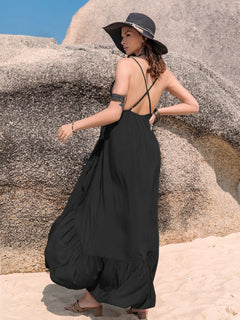 Elegant Maxi Dress with Crisscross Back Detail