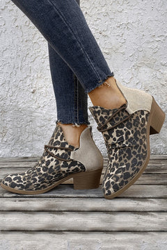 Leopard Elegance: Luxe Patchwork Heel Booties