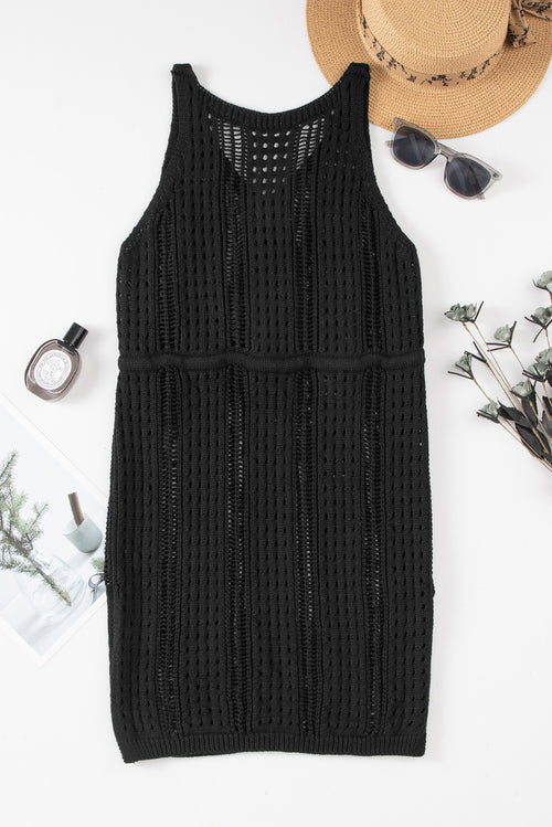 Enchanting Black Crochet Beach Dress: Wanderlust's Embrace