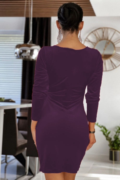 Sophisticated Surplice Long Sleeve Mini Dress