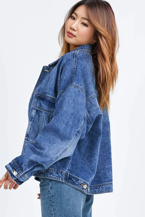 Gray Chest Pockets Denim Jacket: Effortless Layering