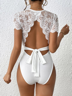 Sophistication Elegant Lace Backless Bodysuit: Exquisite Elegance