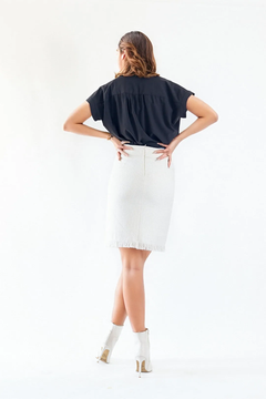 Effortlessly Elegant Luxe White Tweed Mini Skirt