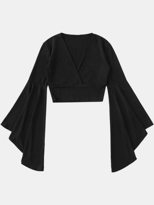 Opulent Elegance: Plunge Sleeve Cropped Majesty