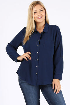 Effortlessly Romantic Koshibo Roll Up Sleeve Top