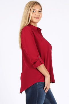 Effortlessly Romantic Koshibo Roll Up Sleeve Top