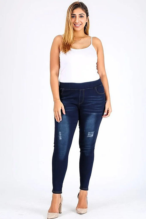 Embrace Love Blue Denim Jeggings: Romantic Elegance