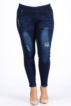 Embrace Love Blue Denim Jeggings: Romantic Elegance