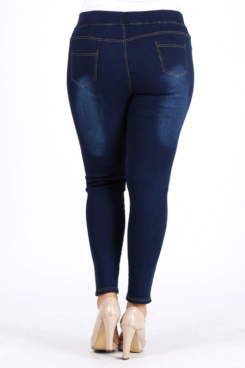 Embrace Love Blue Denim Jeggings: Romantic Elegance