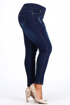 Embrace Love Blue Denim Jeggings: Romantic Elegance