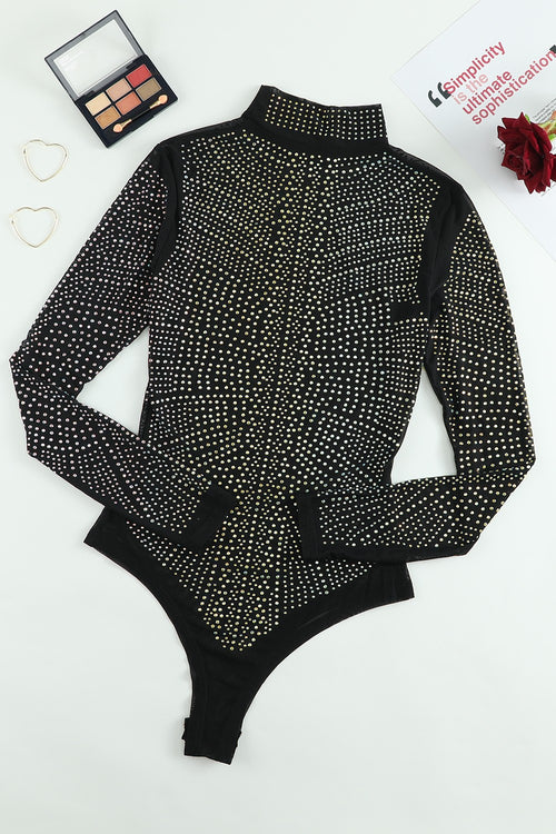 Rhinestone Embellished Long Sleeve Bodysuit