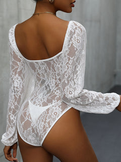 Refined Lace Balloon Sleeve Bodysuit