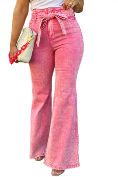 Pink Flare Leg Front Knot Jeans: Feel Fabulous! 💖