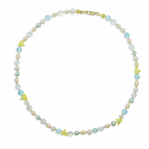 Luminous Lemon Cake Pearl Elegance Necklace