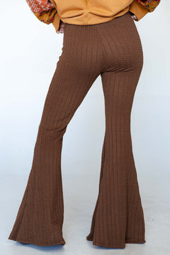 Retro Chic Coffee Flare Pants: Timeless Comfort!