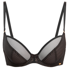 Gossard Sheer Stripe Plunge Bra in Black