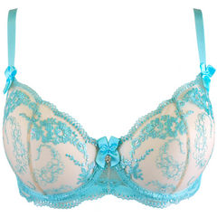 Axami Alice Transparent Balconette Bra in Aqua Blue