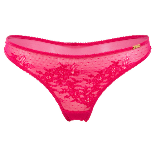 Glossies Lace Thong: Radiant Pink Elegance 💖