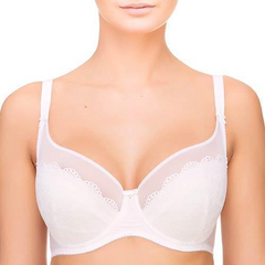 Vivian Lace Overlay Full Coverage Bra in White